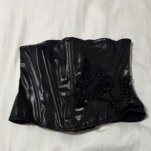 Cadolle Laquer Pearl Belt Black Waist Cincher